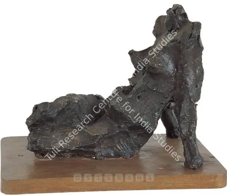 Kaneria, Raghav (Artist). Reclining Woman. Bronze on wooden base, early 1960s | Sculpture | FineArts | 00597895