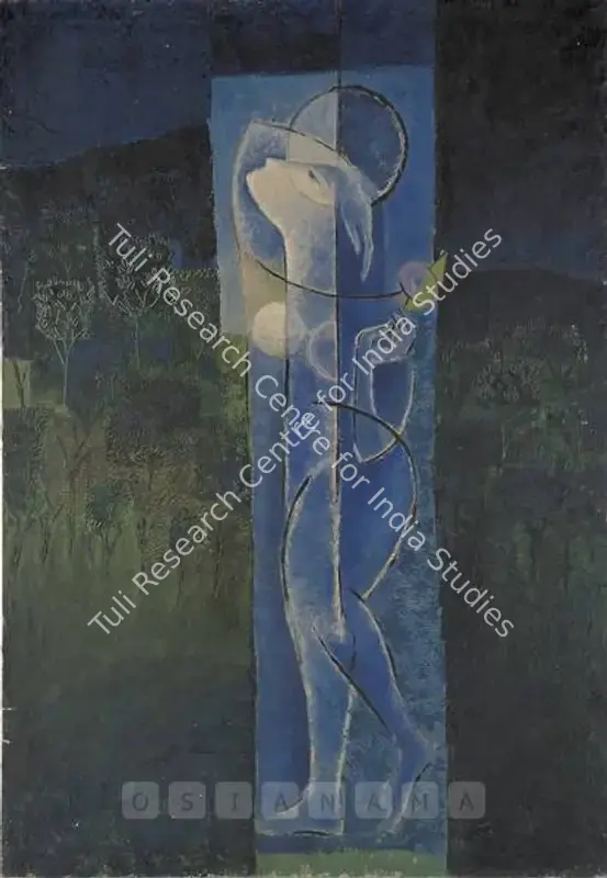 Kar, Sanat (Artist). Radha In Moonlight. Oil on canvas, 1963 | Painting | FineArts | 00600200