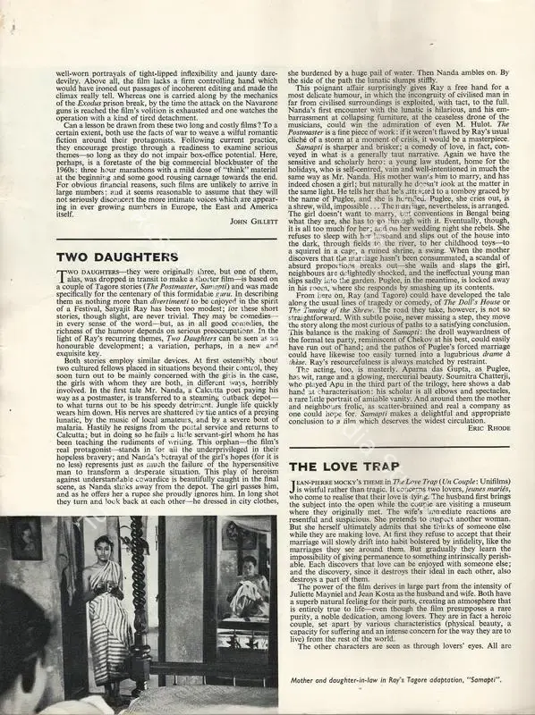 Rhode, Eric (Essayist). Two Daughters. 30(3), p. 3. London: Sight & Sound, Summer 1961 | Essay | CinemaEducation | 00731614