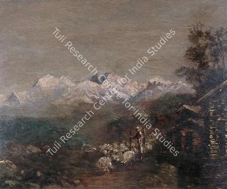 Bose, Atul (Artist). Himalayan Landscape. Oil on plyboard, early 1940s | Painting | FineArts | 00371540