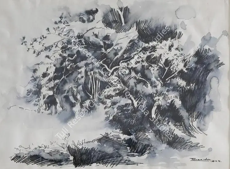 Chaturvedi, P.N. (Artist). Untitled. Watercolour and pen on paper, 2002 | Painting | FineArts | 00546396