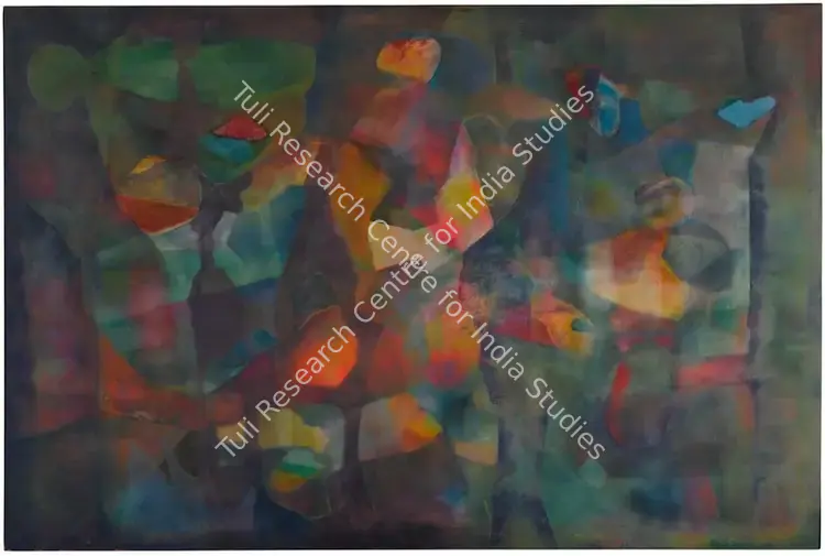 Bhushan, S.R. (Artist). Untitled. Oil and silkscreen on canvas, 1973 | Painting  | 00867778