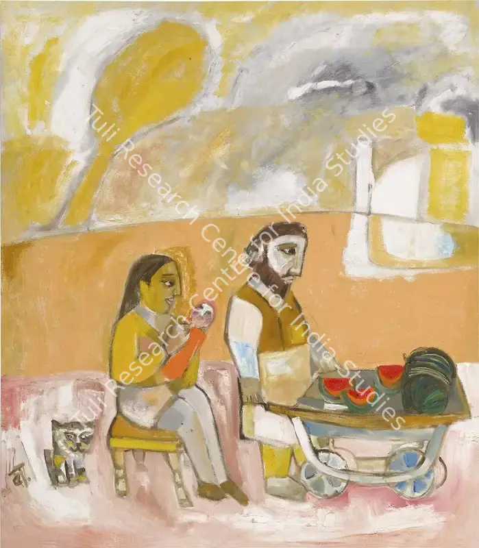 Narayan, Badri (Artist). The Water Melon Seller's Family. Oil on canvas, c.1960 | Painting | FineArts | 00419072
