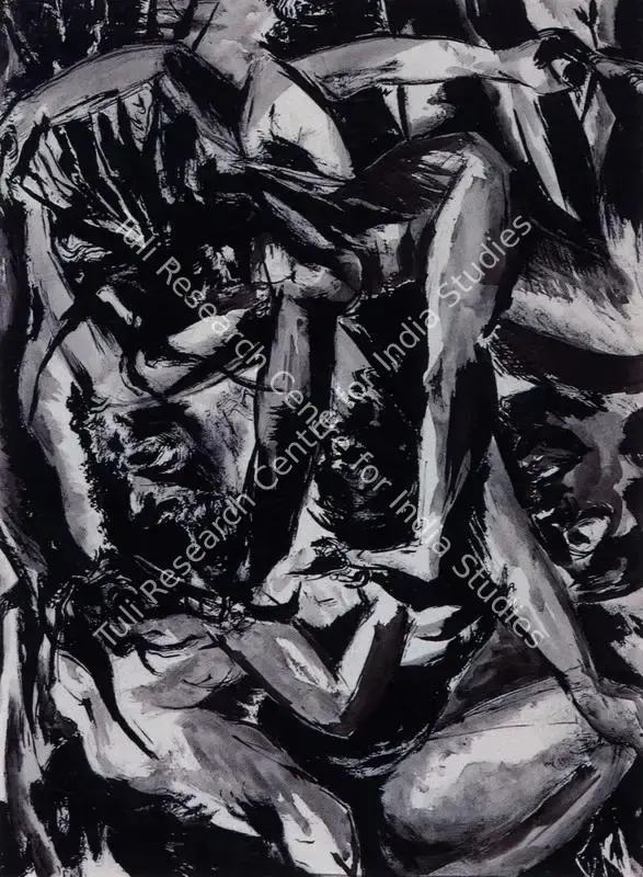 Desai, Ajay (Artist). Durga. Pen, ink and watercolor on paper, 1976 | Painting | FineArts | 00371726