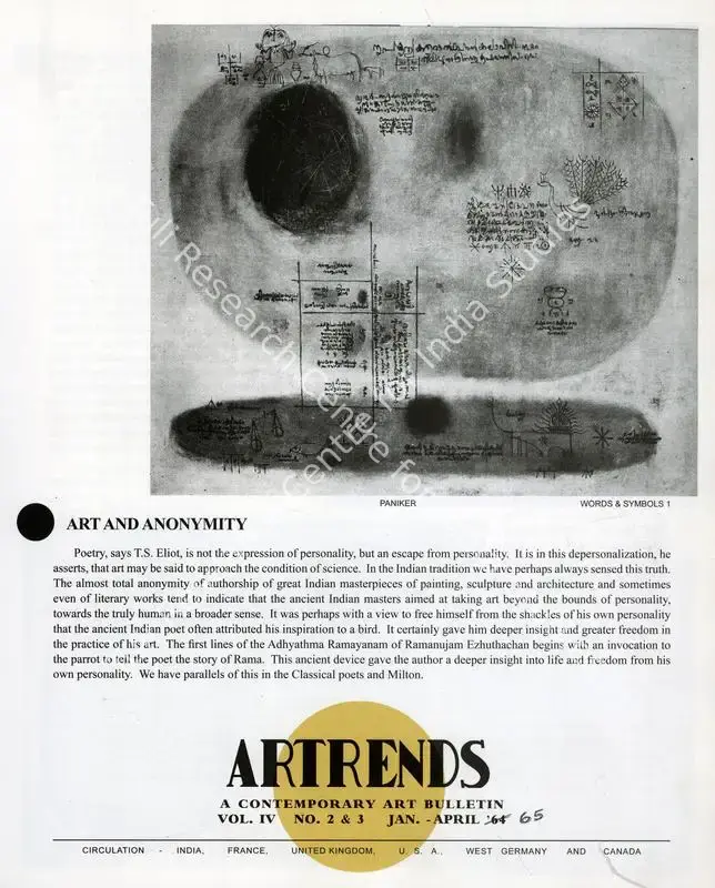 Janakiram, P.V. (Editor). Artrends - A Contemporary Art Bulletin. 4(2 & 3). Madras: Progressive Painters, January-April 1965 | Bulletin | FineArts | 00842093