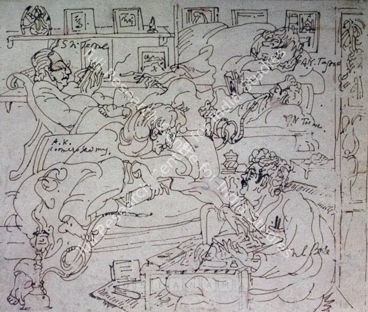 Bose, Nandalal (Artist). The Artists Studio In Jorasanko. Ink on paper, 1909 | Drawing | FineArts | 00563229