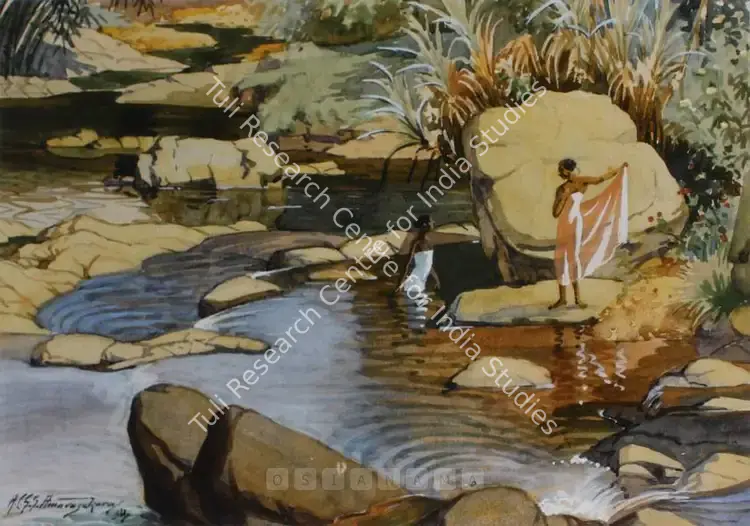 Amarasekara, Abraham C.G.S. (Artist). Women At A Bathing Pool. Watercolour on paper, 1934 | Painting | FineArts | 00561919
