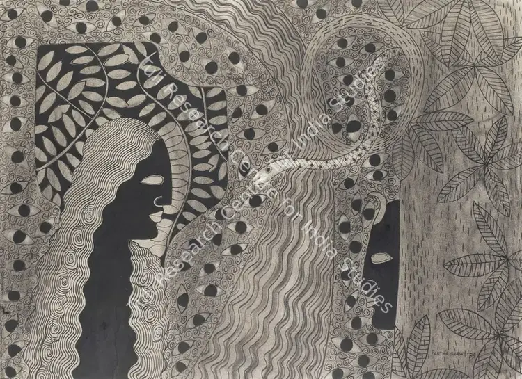 Shaw, Partha (Artist). Untitled. Mixed media on paper, 1999 | Painting | EconomicsArt | 00869139