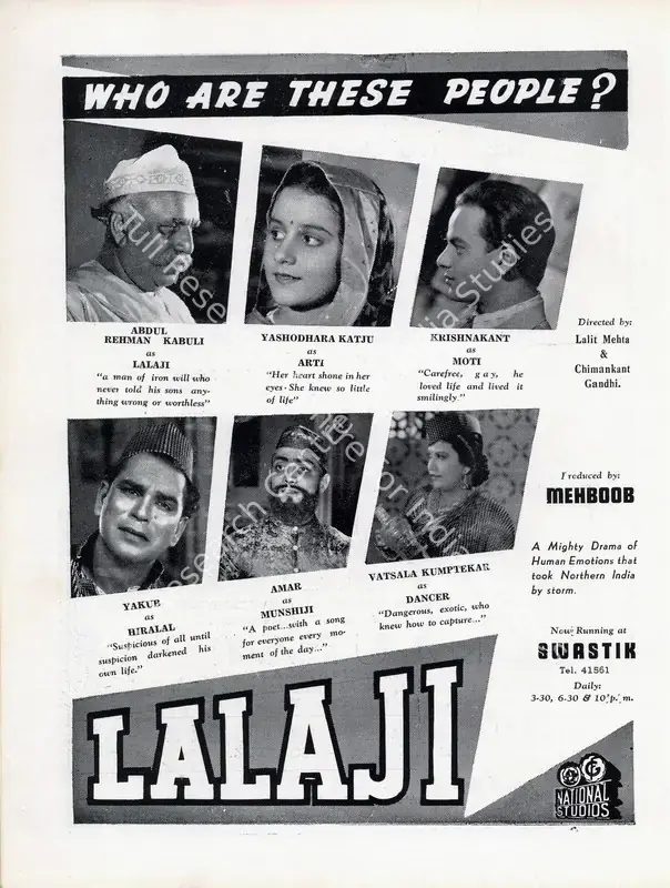 Mehboob (Producer), Lalaji, 1942 | Advertisement, Filmindia, March 1943 | CinemaEducation | 00858567
