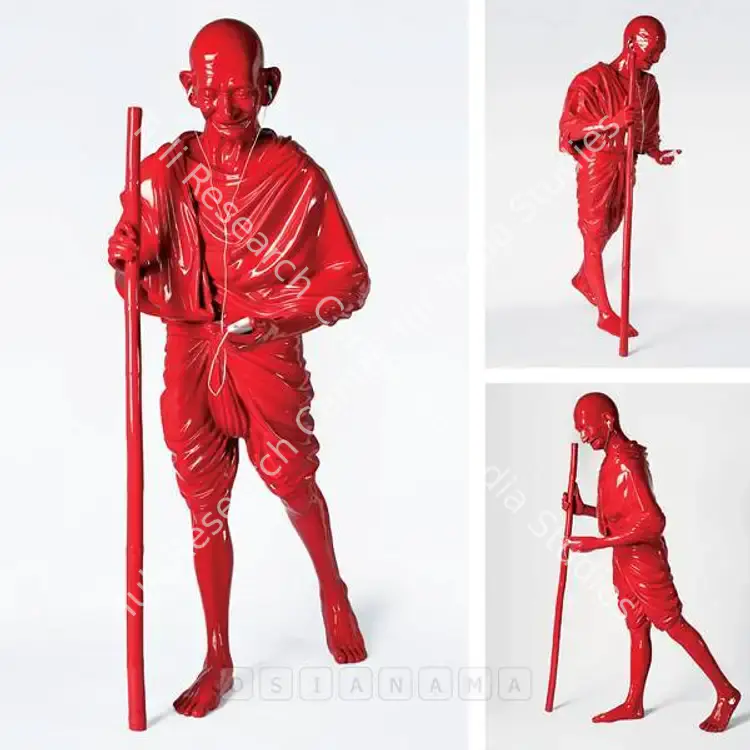 Roy, Debanjan (Artist). India Shining V (Gandhi With Ipod). Fiberglass, bamboo and paint, 2008 | Sculpture | FineArts | 00576935