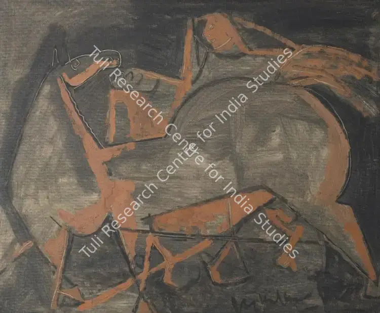 Kulkarni, K.S. (Artist). Horses. Oil on canvas, c.1950s | Painting | FineArts | 00417202