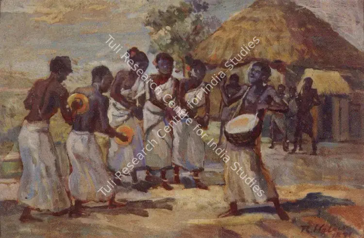 Haldar, Rabin (Artist). Santhal Dancing. Oil on board, 1971 | Painting | FineArts | 00599367