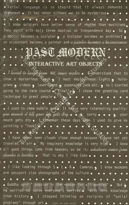 Tallur, L.N. (Artist). "Past Modern" - Interactive Art Objects by L. N.Tallur. Bombay: Gallery Chemould, 1999 | Solo Exhibition Catalogue  | 00876178