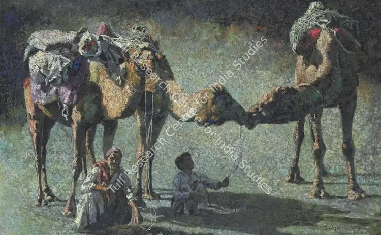 Gulgee, Ismail (Artist). Untitled (Camels) . Oil on canvas, 1968 | Painting | FineArts | 00646636