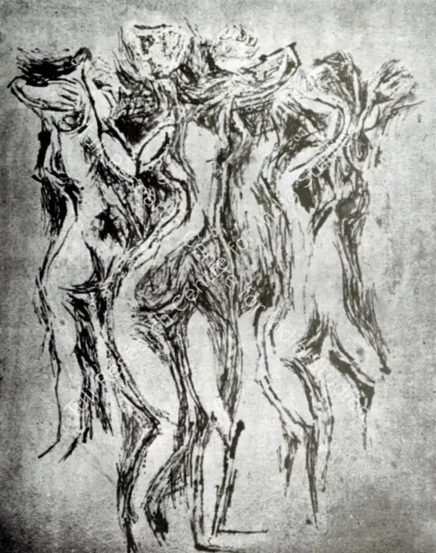 Dakshinamurthy, C. (Artist). Nude Figures. n.d. | Artrends, July-October 1965 | Painting | FineArts | 00551358