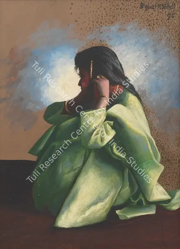 Mehdi, Eqbal (Artist). Untitled (Woman). Oil on board, framed, 1990 | Painting | FineArts | 00604185