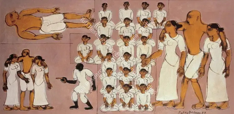 Parimoo, Ratan (Artist). Gandhi at his Last Prayer Meeting Before Being Shot. Oil on canvas, 1957 | Painting | FineArts | 00375347