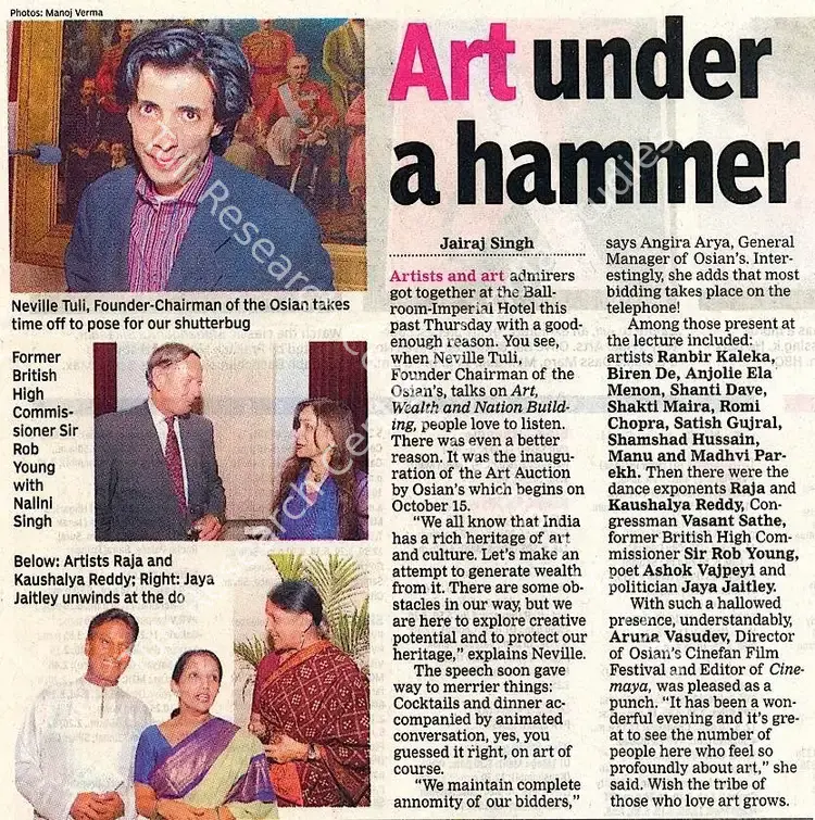 Singh, Jairaj (Reporter). Art under a hammer. New Delhi: Hindustan Times, 13 October 2004 | Newspaper Clipping | FineArts | 00848022