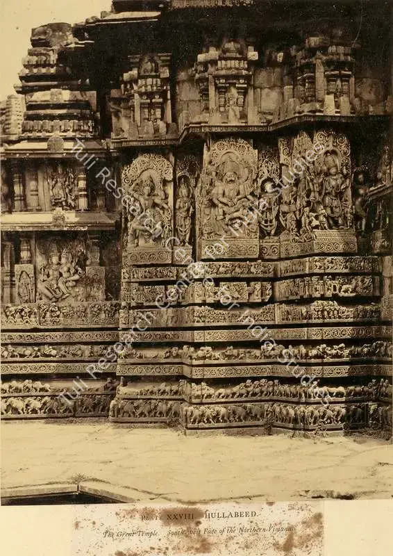 Pigou, William Henry (Photographer), Hullabeed. The Great Temple. South-west Face of the Northern Vimana
, n.d. | Antiquarian Photograph | Photography | 00115749