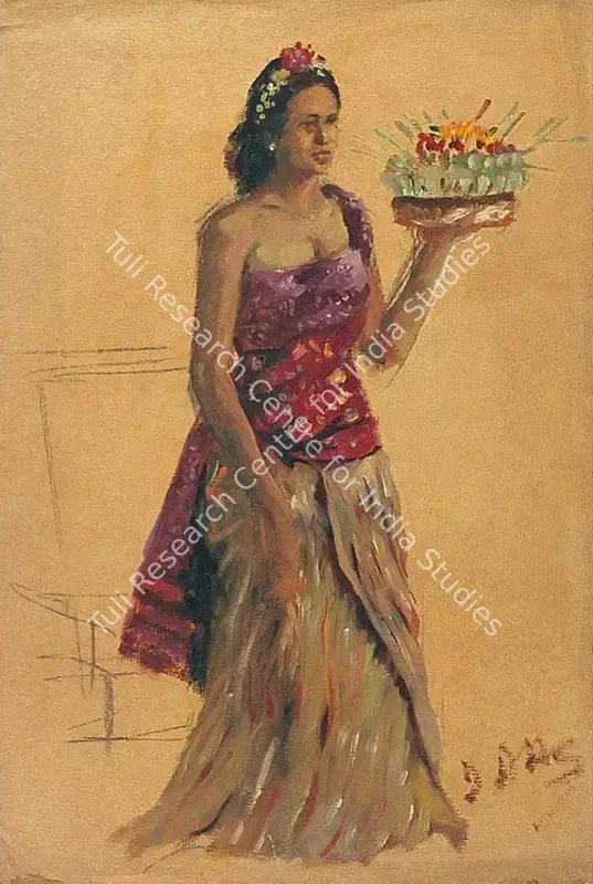 Dasgupta, Dilip Kumar (Artist). Javanese Queen. Pastel on canvas, c.1952 | Painting | FineArts | 00371595