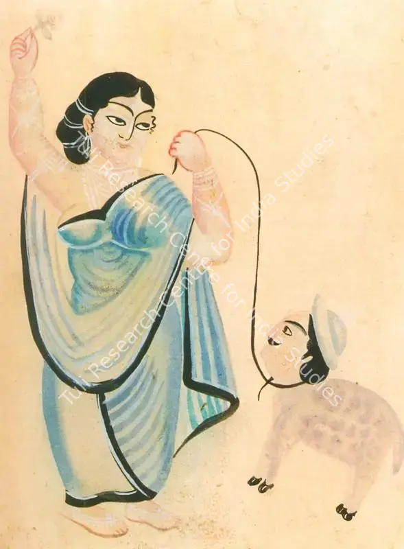 Kalighat School (Artist). Woman with her Pet Lover. Gouache on paper, early 20th century | Painting  | 00877763