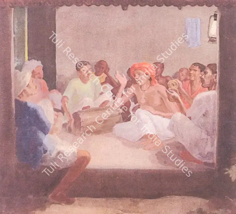 Sen, Sushil (Artist). Devotional Singers. Pastel on card, n.d. | Painting  | 00877800