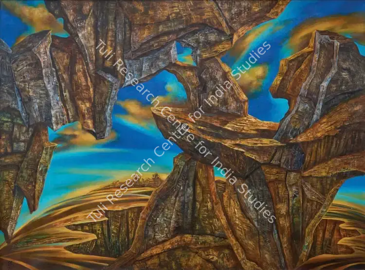 Kumar, Sanjay (Artist). The Hanging Rock. Acrylic on canvas, 2019 | Painting | FineArts | 00603837