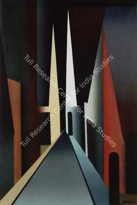 Sharma, Mohan (Artist). Steeples. Acrylic on canvas, 1975 | Painting | FineArts | 00561845