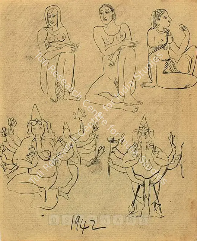 Souza, F.N. (Artist). Untitled. Brush and ink on paper, 1942 | Drawing | FineArts | 00755779