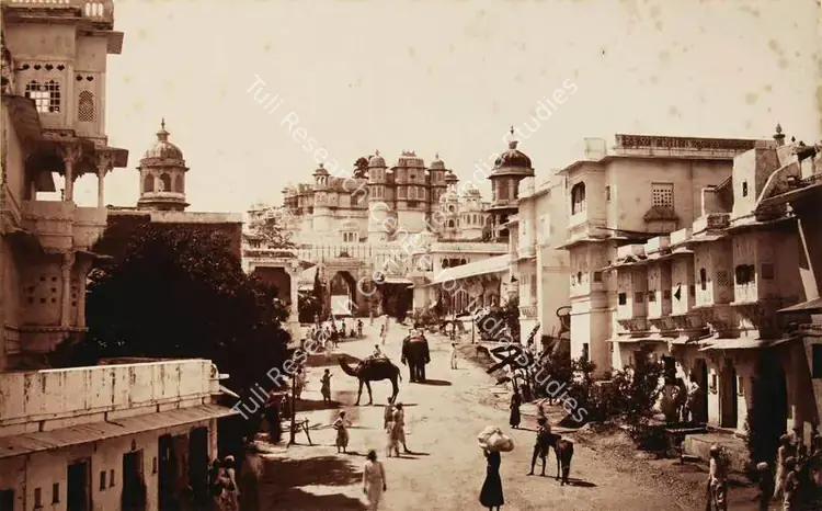 Dayal, Lala Deen (Photographer), Street view near the Palace Odeypur, c.1890 | Antiquarian Photograph | Photography | 00115141