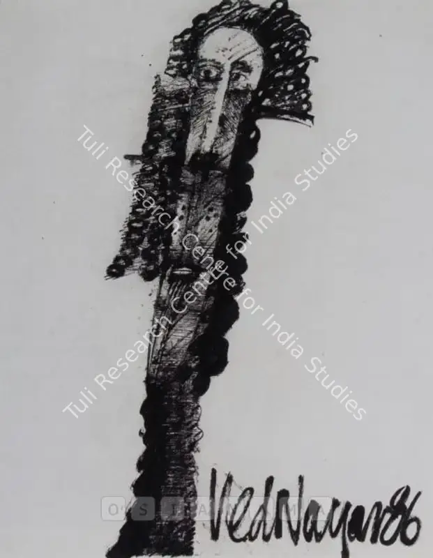 Nayar, Ved (Artist). Untitled. Pencil and black ink on paper, 1986 | Drawing | FineArts | 00600107