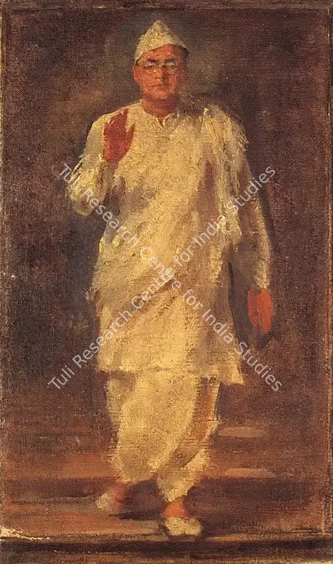 Bose, Atul (Artist). Portrait Study for Subhas Chandra Bose. Oil on canvas, c.1946 | Painting | FineArts | 00371541