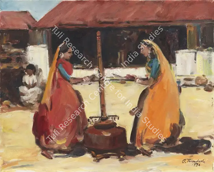 Trindade, Angela (Artist). Untitled (Two Women). Oil on canvas, 1970 | Painting | EconomicsArt | 00871940
