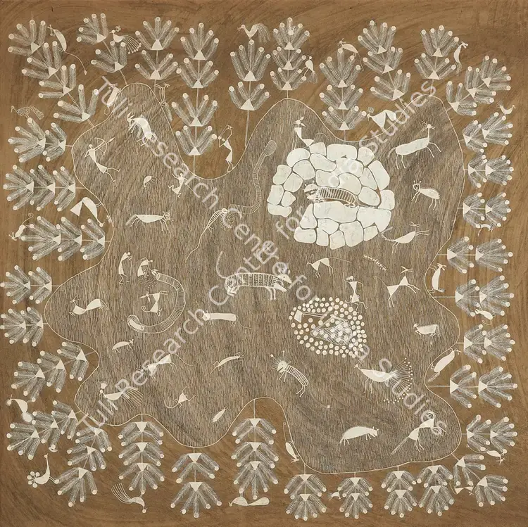 Warli School (Artist). Untitled. Natural pigment on paper, n.d. | Painting | FineArts | 00603484