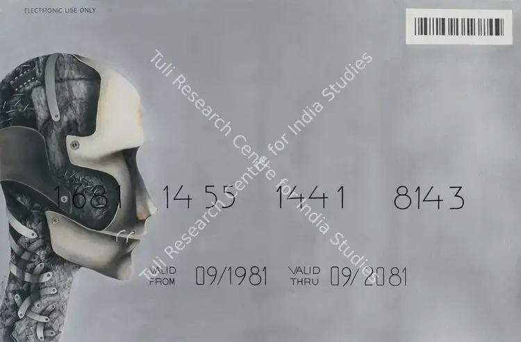 Chaturvedi, P.N. (Artist). Anthropomorphic Credit Card (Silver). Pencil, crayon and acrylic on archival paper, 2008 | Painting | FineArts | 00577168