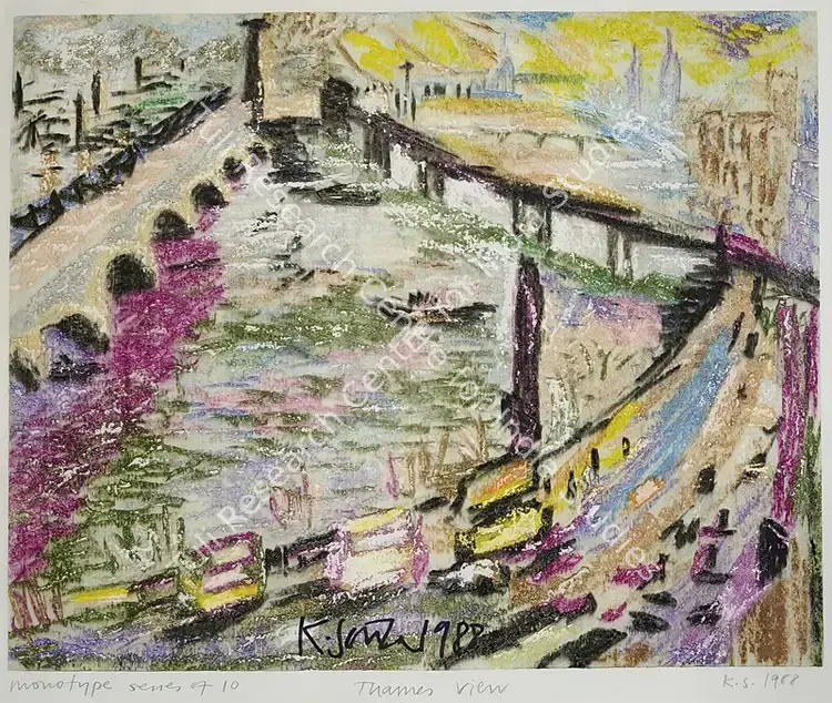 Souza, Karen (Artist). Thames View. Monotype print, 1988 | Painting | EconomicsArt | 00872274