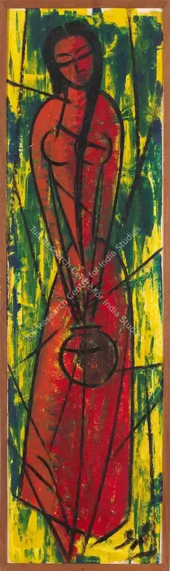 Shrinivas (Artist). Untitled (Lady with Bowl). Oil on board, framed, n.d. | Painting | FineArts | 00604136