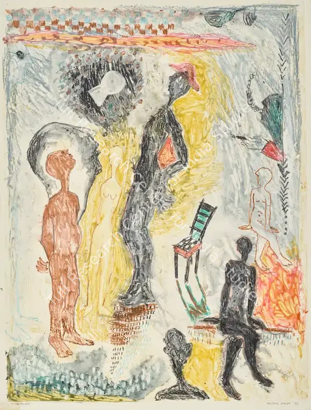 Singh, Anjum (Artist). Untitled. Hand-coloured monoprint on paper, 1993 | Graphic Art | FineArts | 00363785