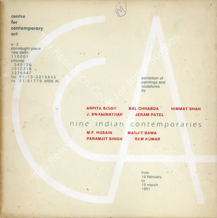 Centre for Contemporary Art (Organiser). Exhibition of Paintings and Sculptures by Nine Indian Contemporaries. New Delhi: Centre for Contemporary Art, 1991 | Group Exhibition Catalogue | FineArts | 00668547