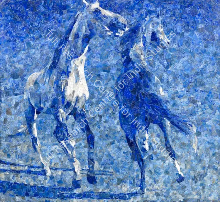 Gulgee, Ismail (Artist). Horses. Lapis lazuli mosaic, 1989 | Painting | FineArts | 00333015