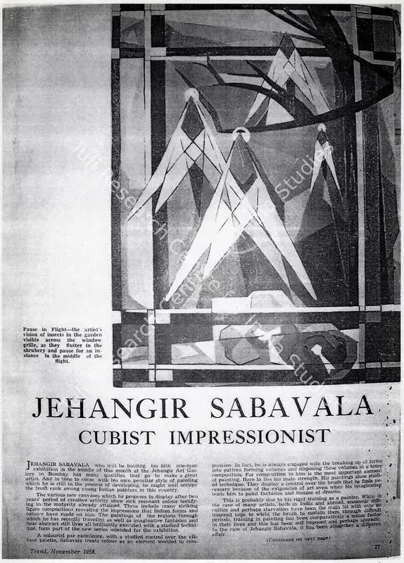 Jehangir Sabavala - cubist impressionist. Verlagsgruppe NEWS, November 1958 | Newspaper Clipping | FineArts | 00728299