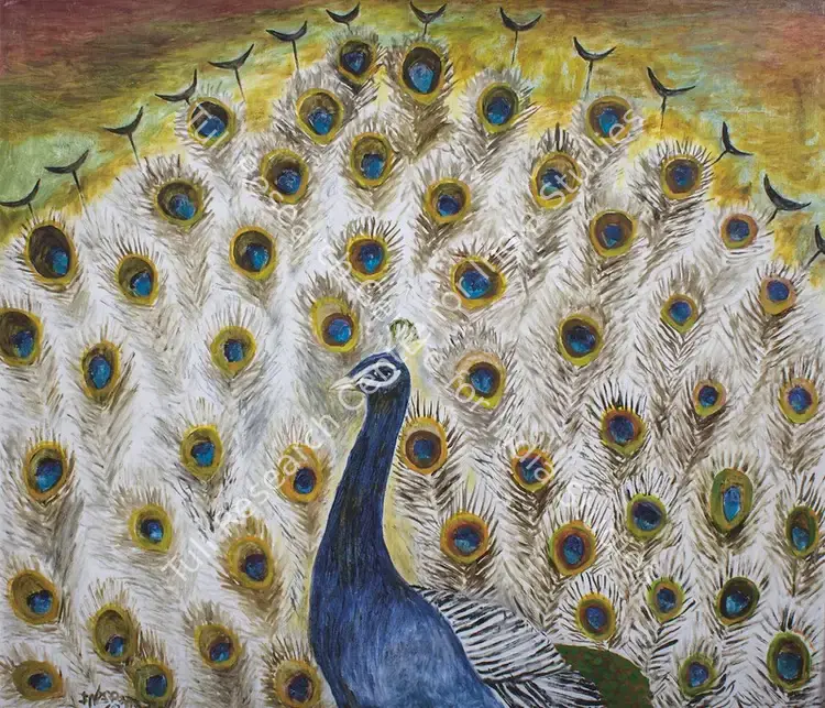 Pyne, Kartick Chandra (Artist). Peacock. Oil on canvas, 2007 | Painting | FineArts | 00646808