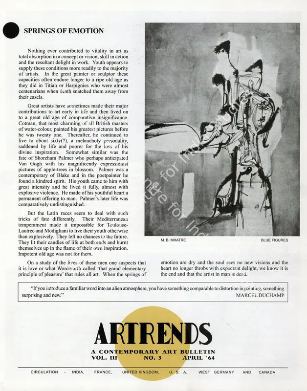 Janakiram, P.V. (Editor). Artrends - A Contemporary Art Bulletin. 3(3). Madras: Progressive Painters, April 1964 | Bulletin | FineArts | 00842090