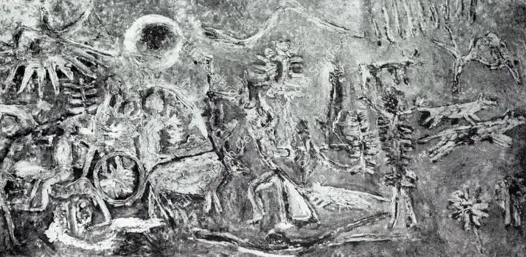 Perumal, P. (Artist). Journey Through the Jungle. n.d. | Artrends, January-April 1967 | Painting | FineArts | 00551391