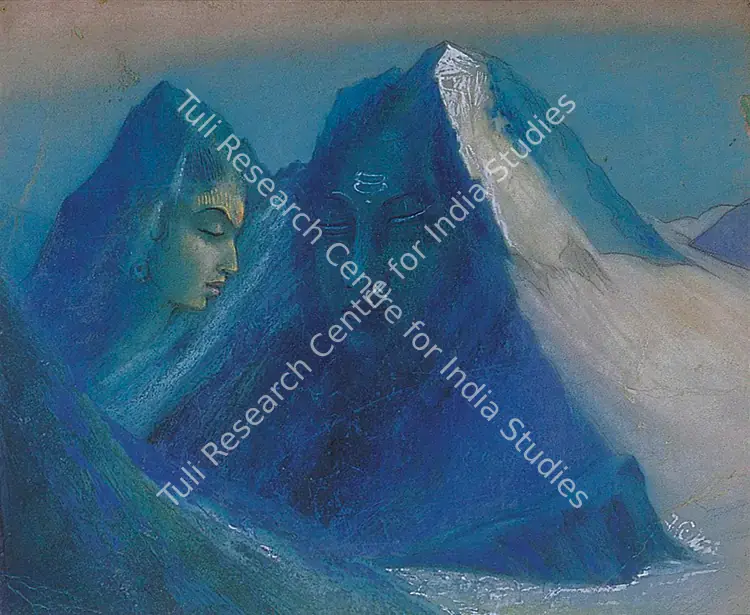 Sen, Bireshwar (Artist). Shiva & Parvati. Mixed media on paper, mid 1950s | Painting | FineArts | 00371662