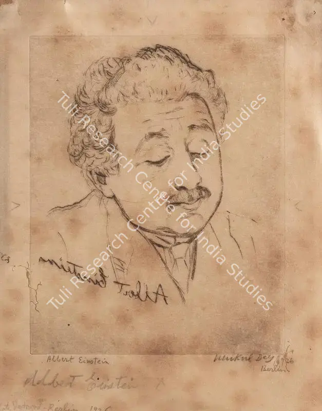 Dey, Mukul (Artist). Albert Einstein. Etching, 1926 | Graphic Art | FineArts | 00547501
