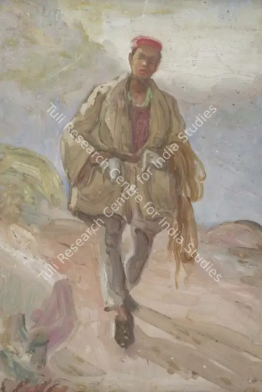 Karmakar, Prahlad (Artist). Himalayan Boy. Oil on board, n.d. | Painting | EconomicsArt | 00872279