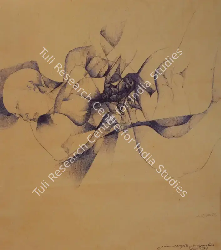 Naqsh, Jamil (Artist). Reclining Female Nude. Pen and ink on paper, 1983 | Painting | FineArts | 00563124