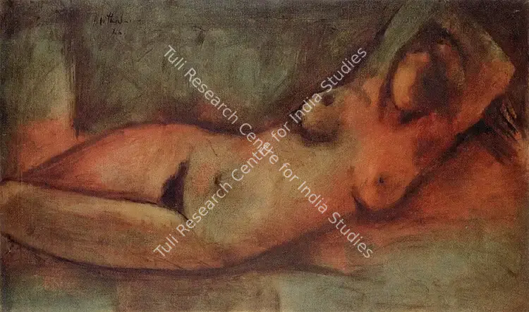 Vithal, B. (Artist). Nude Reclining. Oil on canvas, 1966 | Painting | FineArts | 00375679