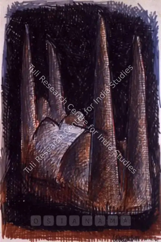 Sadequain (Artist). Untitled (Abstract Mosque/Body). Coloured ink on paper, 1961 | Drawing | FineArts | 00756022